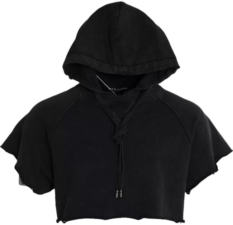 Dolce & Gabbana Dolce & Gabbana Black Cotton Hooded Short Sleeves Cropped T-shirt