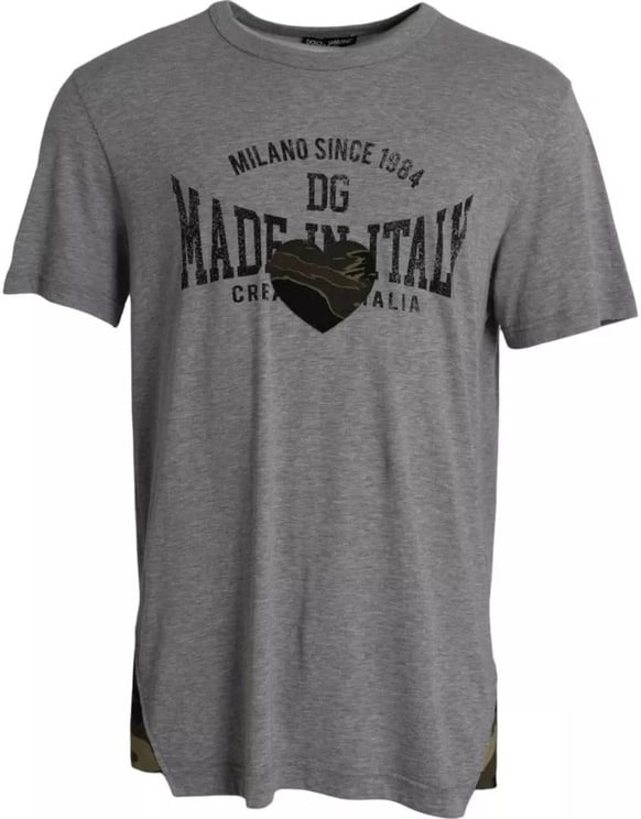 Dolce & Gabbana Dolce & Gabbana Gray Graphic Print Cotton Round Neck T-shirt