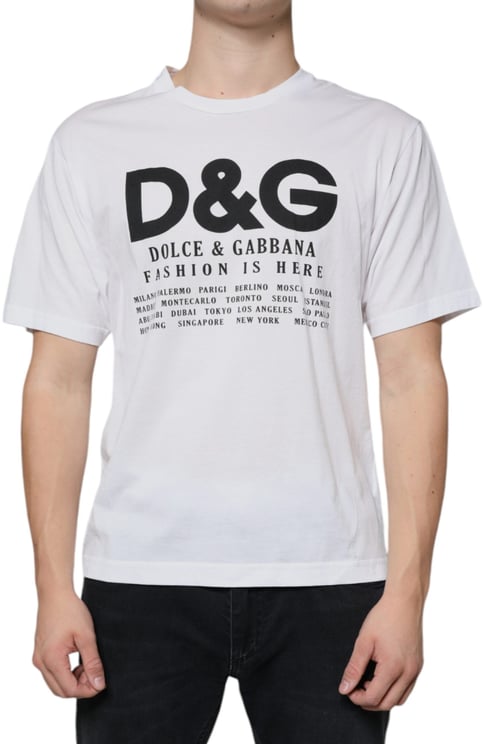 Dolce & Gabbana Dolce & Gabbana White Cotton DG Logo Print Casual T-shirt