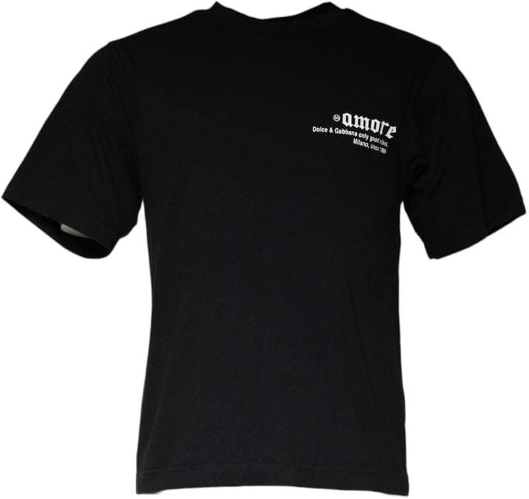 Dolce & Gabbana Dolce & Gabbana Black Amore Print Cotton Crew Neck T-shirt