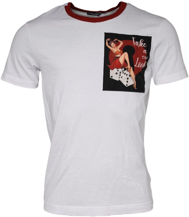 Dolce & Gabbana Dolce & Gabbana White Graphic Print Cotton Crew Neck T-shirt