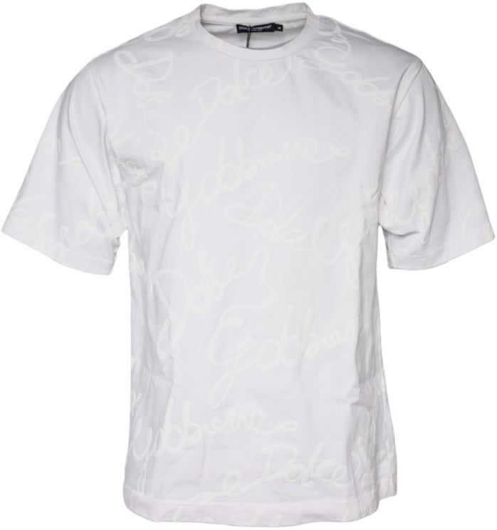 Dolce & Gabbana Dolce & Gabbana White Logo Print Cotton Crew Neck T-shirt
