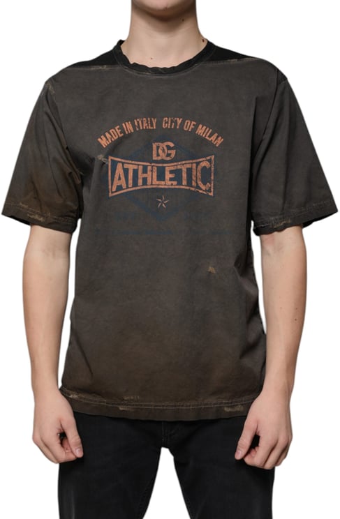 Dolce & Gabbana Dolce & Gabbana Brown Graphic Print Cotton Round Neck T-shirt