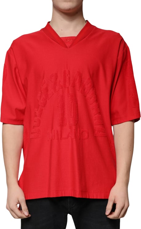 Dolce & Gabbana Dolce & Gabbana Red Cotton V-neck Short Sleeves T-shirt