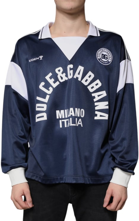 Dolce & Gabbana Dolce & Gabbana Blue White Milano Long Sleeve Jersey T-shirt