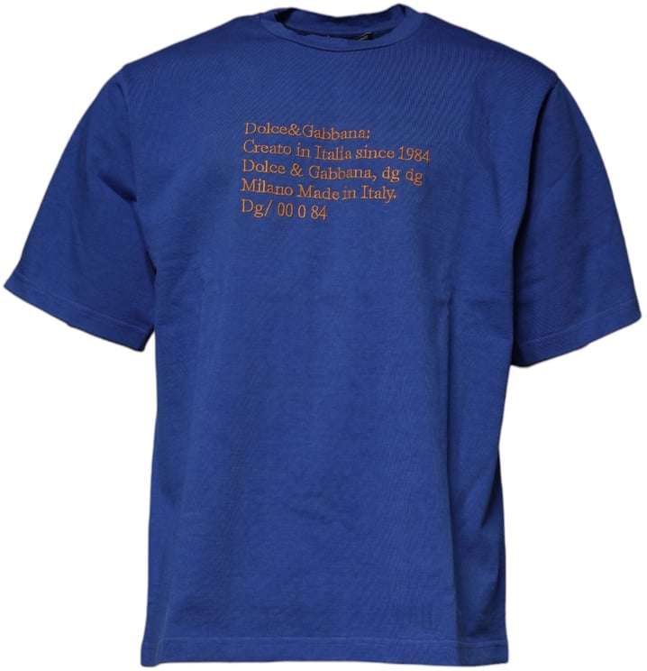 Dolce & Gabbana Dolce & Gabbana Blue Graphic Print Cotton Crew Neck T-shirt