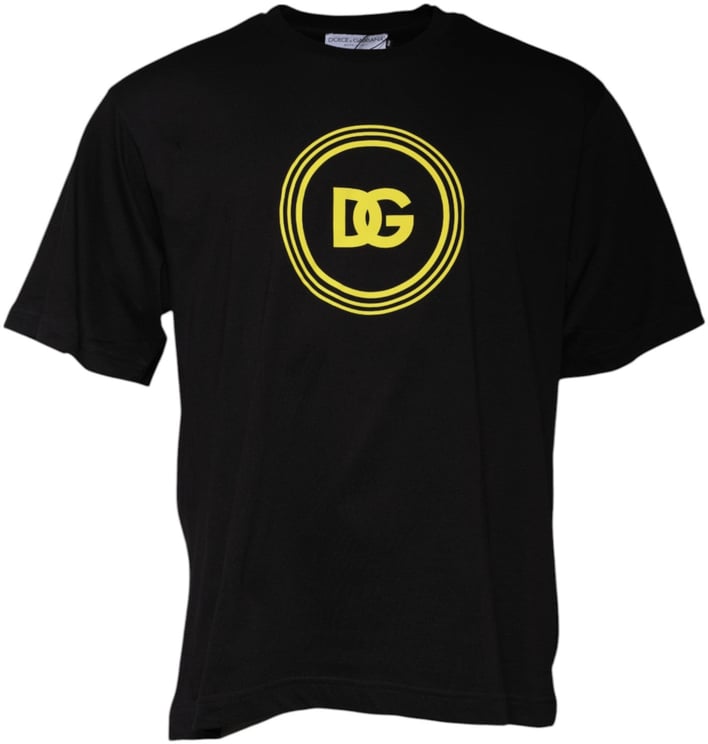 Dolce & Gabbana Dolce & Gabbana Black Logo Print Cotton Crew Neck T-shirt
