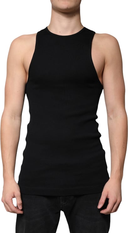 Dolce & Gabbana Dolce & Gabbana Black Cotton Sleeveless Round Neck Tank T-shirt