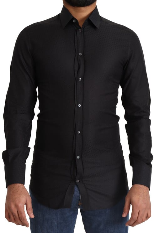 Dolce & Gabbana Dolce & Gabbana Black GOLD Cotton Slim Dress Formal Shirt