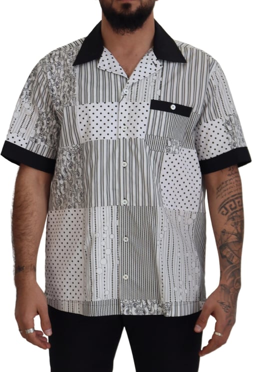 Dolce & Gabbana Dolce & Gabbana White Black Patterned Button Down Shirt