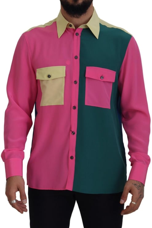 Dolce & Gabbana Dolce & Gabbana Multicolor Patchwork Silk Button Down Shirt