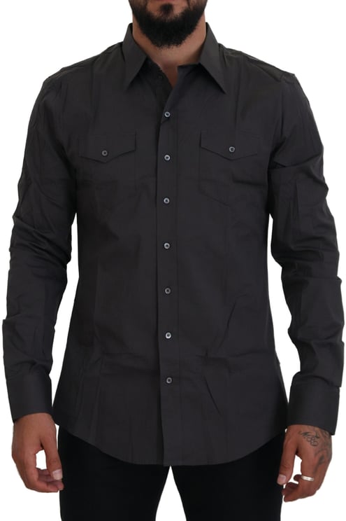 Dolce & Gabbana Dolce & Gabbana Gray SICILIA Slim Fit Stretch Dress Shirt