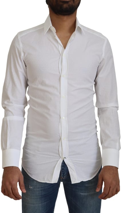 Dolce & Gabbana Dolce & Gabbana White Cotton Slim Fit Formal Dress GOLD Shirt