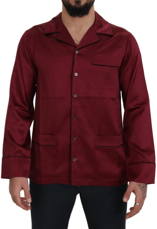 Dolce & Gabbana Dolce & Gabbana Red Silk Lounge Top Pajama Sleepwear Shirt