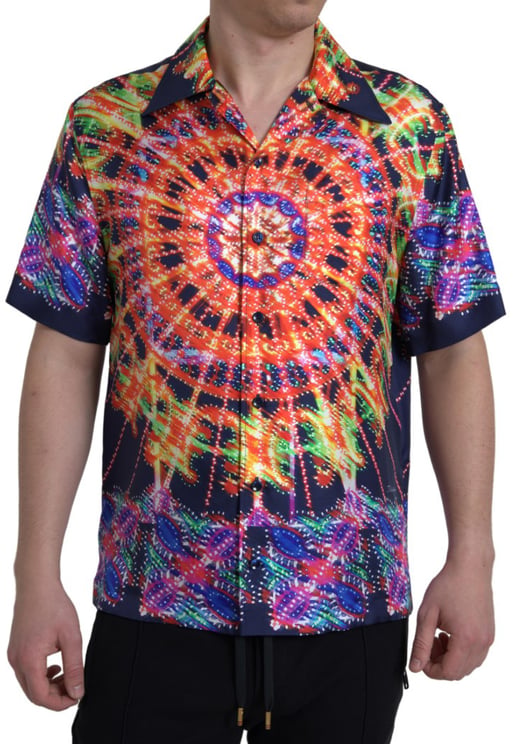 Dolce & Gabbana Dolce & Gabbana Multicolor Luminarie Print Men Shirt Silk