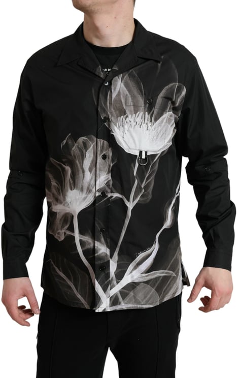 Dolce & Gabbana Dolce & Gabbana Black Floral Cotton Collared Long Sleeves Men Shirt