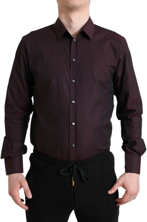Dolce & Gabbana Dolce & Gabbana Maroon Jacquard Formal Dress MARTINI Shirt