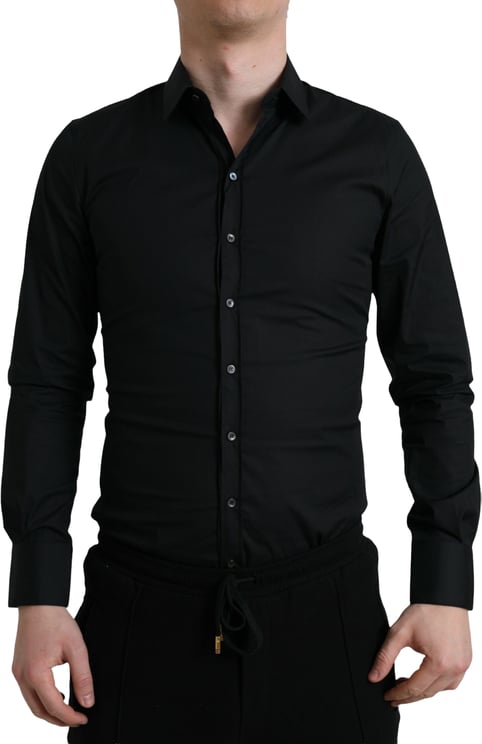 Dolce & Gabbana Dolce & Gabbana Black Cotton Stretch Slim Formal Dress Shirt
