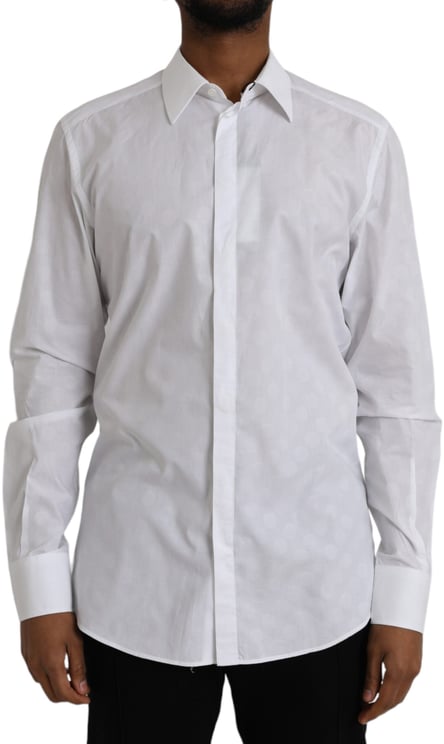 Dolce & Gabbana Dolce & Gabbana White Polka Dotted Cotton Dress GOLD Shirt