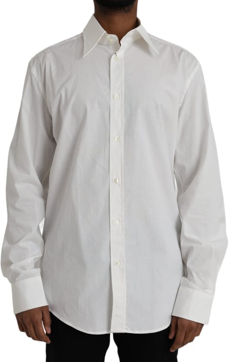 Dolce & Gabbana Dolce & Gabbana White Cotton Dress Slim Fit GOLD Shirt