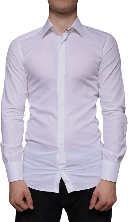 Dolce & Gabbana Dolce & Gabbana White Cotton Men Dress GOLD Formal Shirt