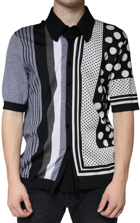 Dolce & Gabbana Dolce & Gabbana Black White Polka Dot Collared Polo T-shirt