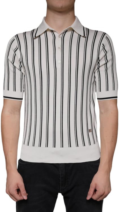 Dolce & Gabbana Dolce & Gabbana White Black Stripe Polo Short Sleeve T-shirt
