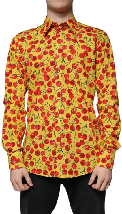 Dolce & Gabbana Dolce & Gabbana Yellow Cherry Cotton MARTINI Dress Shirt