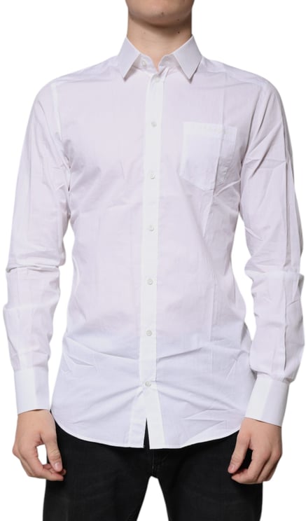 Dolce & Gabbana Dolce & Gabbana White Cotton Long Sleeves GOLD Dress Shirt