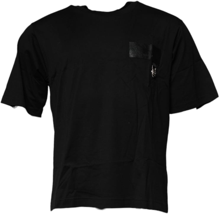 Dolce & Gabbana Dolce & Gabbana Black Logo Patch Cotton Crew Neck T-shirt