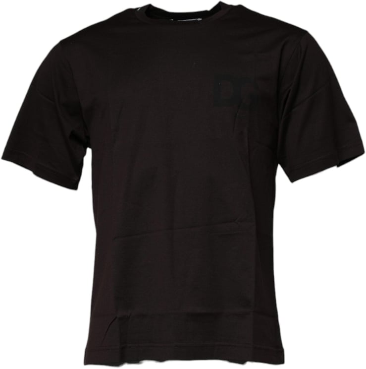 Dolce & Gabbana Dolce & Gabbana Dark Brown Logo Cotton Crew Neck T-shirt