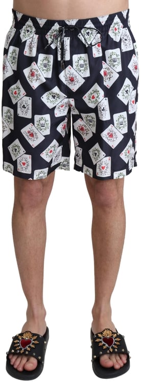 Dolce & Gabbana Dolce & Gabbana Black Card Deck Print Beachwear Swimshorts
