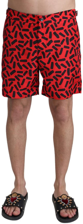 Dolce & Gabbana Dolce & Gabbana Red Patterned Beachwear Shorts Swimwear
