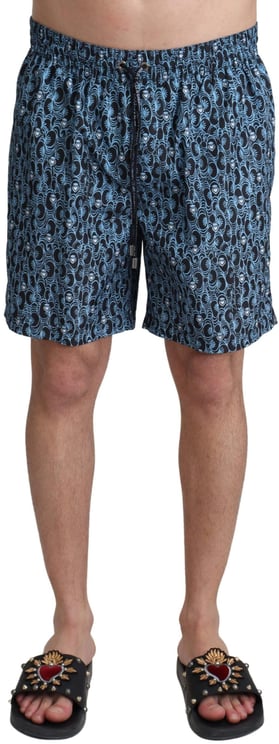 Dolce & Gabbana Dolce & Gabbana Blue Patterned Print Beachwear Shorts Swimwear