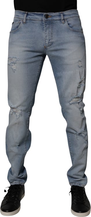 Dolce & Gabbana Dolce & Gabbana Blue Tattered Cotton Skinny Men Denim Jeans