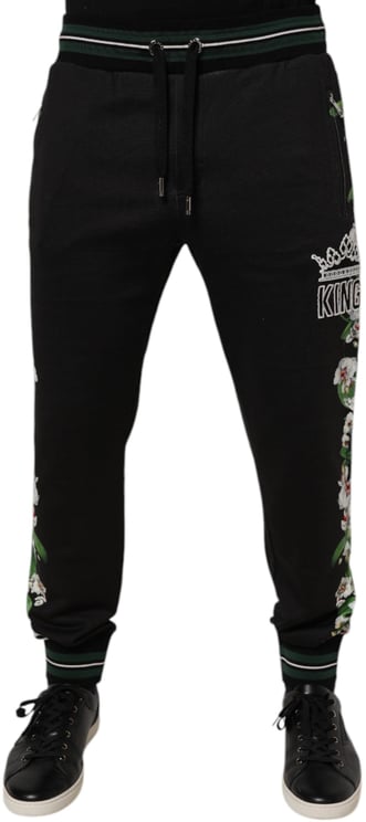 Dolce & Gabbana Dolce & Gabbana Black Floral King Men Jogger Sweatpants Pants