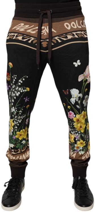 Dolce & Gabbana Dolce & Gabbana Black Floral Cotton Jogger Sweatpants Pants