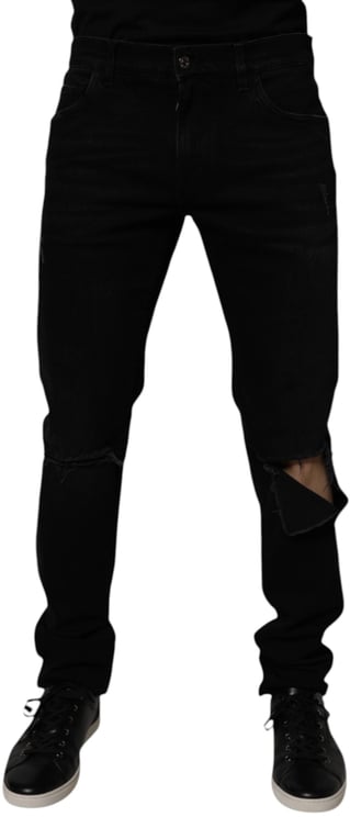Dolce & Gabbana Dolce & Gabbana Black Cotton Tattered Skinny Men Denim Jeans
