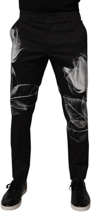 Dolce & Gabbana Dolce & Gabbana Black Cotton Floral Skinny Dress Pants