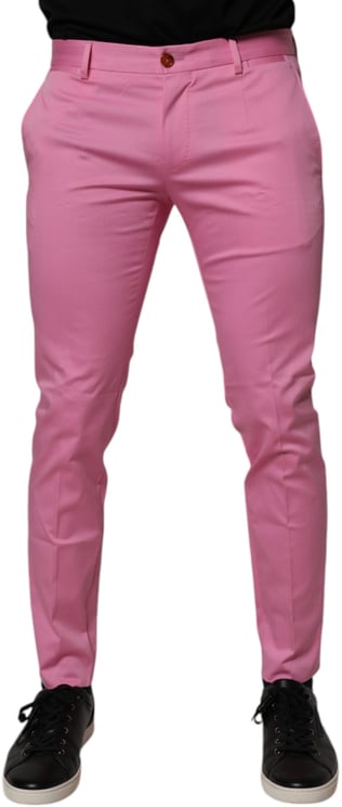 Dolce & Gabbana Dolce & Gabbana Pink Cotton Slim Fit Men Dress Formal Pants