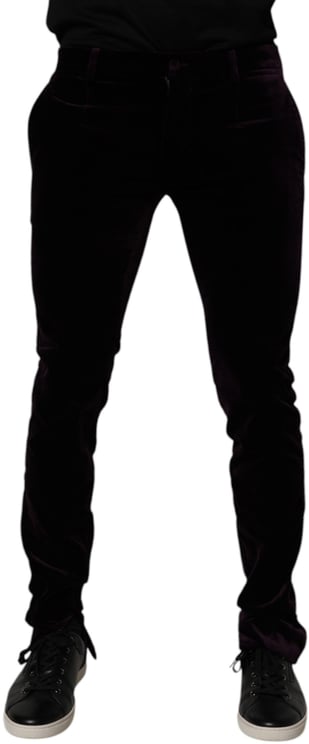 Dolce & Gabbana Dolce & Gabbana Violet Velvet Cotton Men Dress Formal Pants