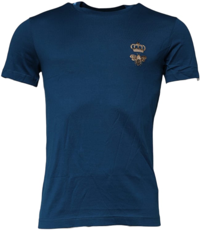 Dolce & Gabbana Dolce & Gabbana Blue Crown Bee Cotton Men Crew Neck T-shirt
