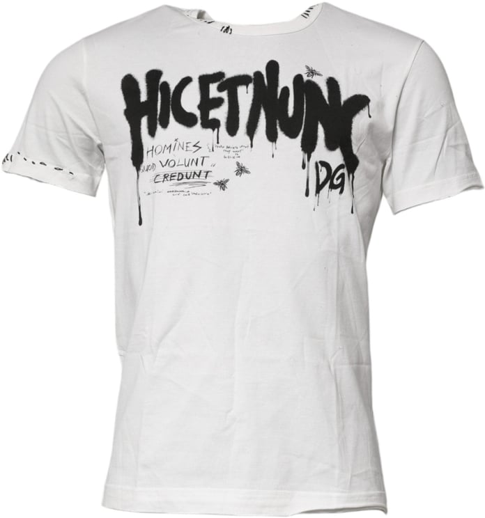 Dolce & Gabbana Dolce & Gabbana White Graphic Print Cotton Crew Neck T-shirt