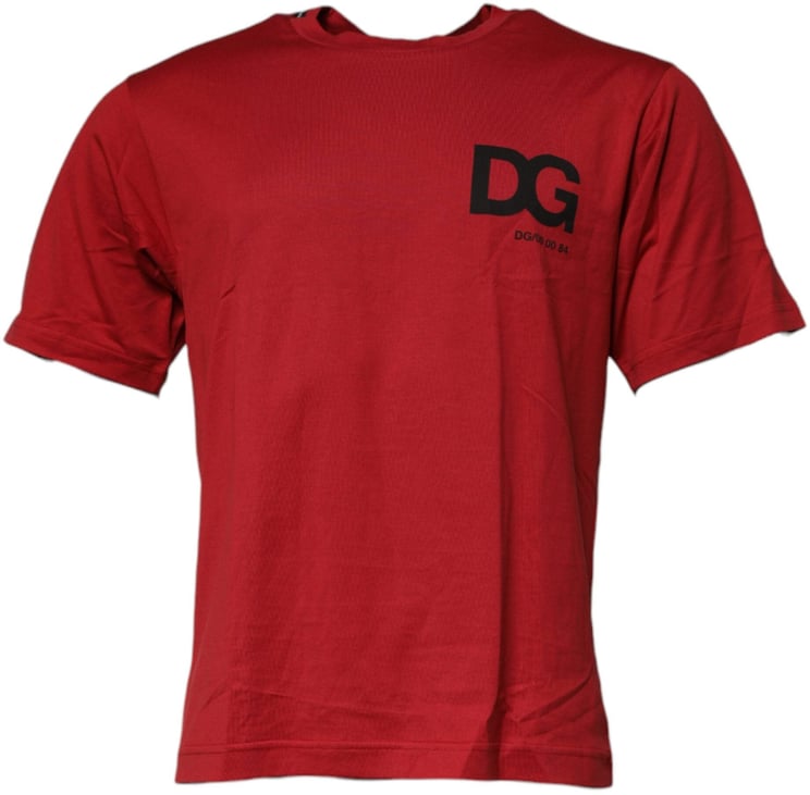 Dolce & Gabbana Dolce & Gabbana Red DG Logo Cotton Crew Neck T-shirt