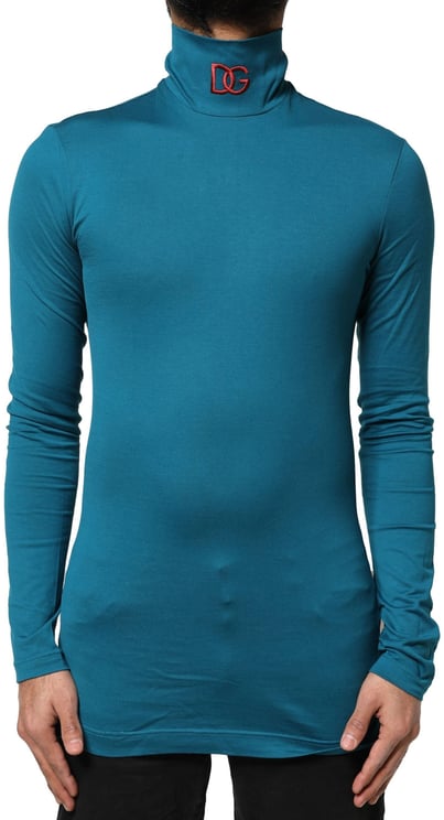 Dolce & Gabbana Dolce & Gabbana Blue Cotton Turtleneck Long Sleeves Sweater