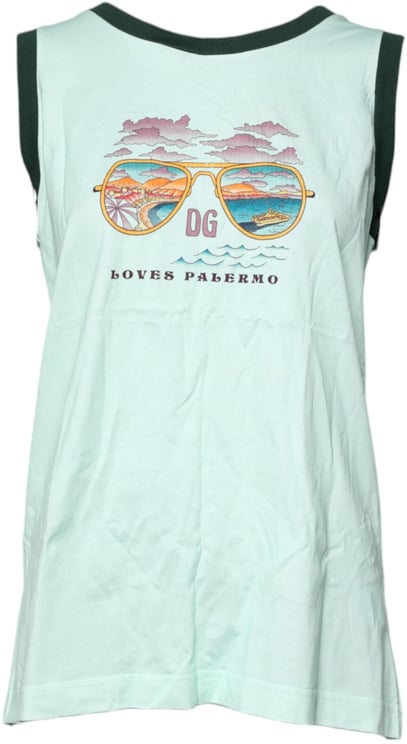 Dolce & Gabbana Dolce & Gabbana Light Green Graphic Print Sleeveless Tank T-shirt