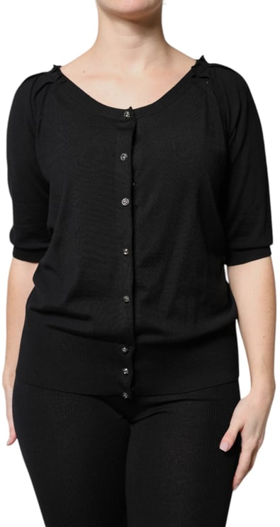 Dolce & Gabbana Dolce & Gabbana Black Button Down Short Sleeve Blouse Top