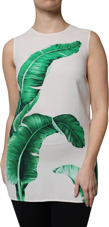Dolce & Gabbana Dolce & Gabbana White Banana Leaf Print Round Neck Tank Top