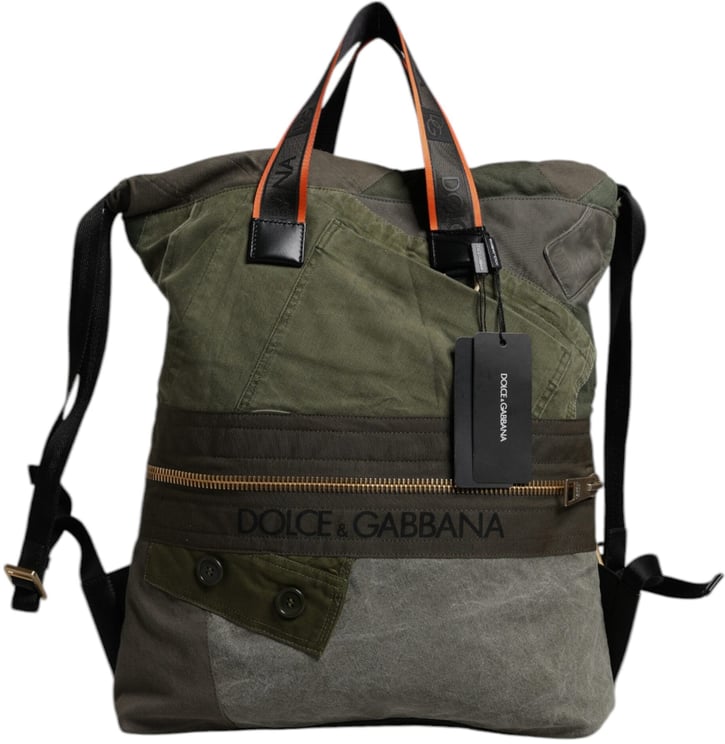 Dolce & Gabbana Dolce & Gabbana Military Green Patchwork Rucksack Backpack Bag