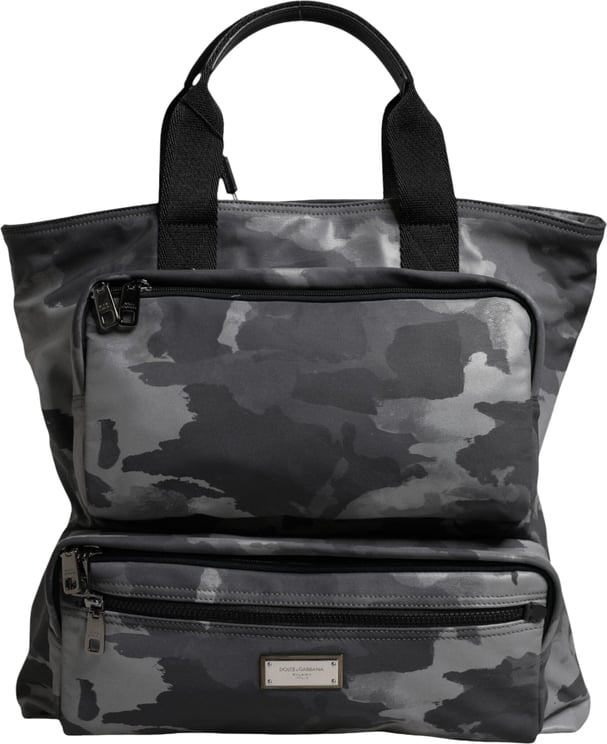Dolce & Gabbana Dolce & Gabbana Gray Camo Cotton Multiple Compartments Tote Bag